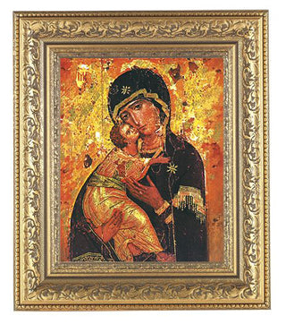 Our Lady Of Vladimir In Antique Gold Frame 10.25X12.25" 8X10 Print