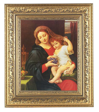 Madonna Of The Grapes In Antique Gold Frame 10.25X12.25" 8X10 Print