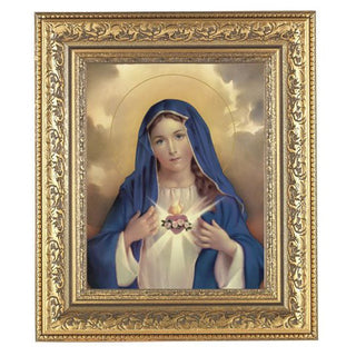 Immaculate Heart Of Mary 8X10 In Antique Gold Frame 10X12.25