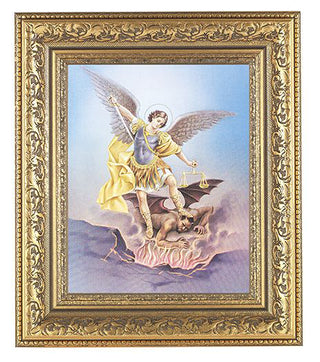 St. Michael In Antique Gold Frame 10.25X12.25" 8X10 Print