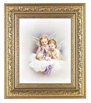 Guardian Angels In Antique Gold Frame 10.25X12.25" 8X10 Print