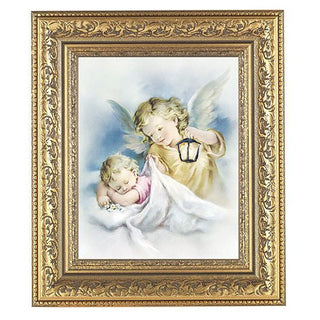 Guardian Angel With Lantern/Ant Gold Frame 10.25X12.25" 8X10Prt