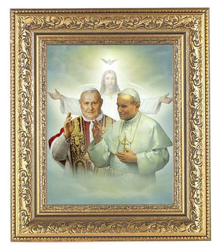 Sts. John XXIII and John Paul II Gold Frame 10.25X12.25" 8X10 Print