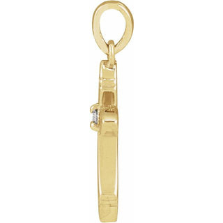 14K Yellow .015 CT Natural Diamond Cross Pendant