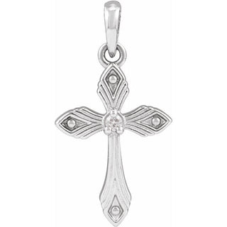 Sterling Silver .015 CT Natural Diamond Cross Pendant