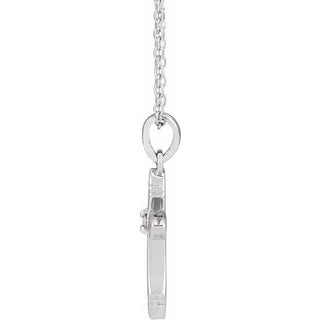 Platinum .015 CT Natural Diamond Cross 16-18" Necklace