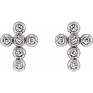 Platinum Imitation Cubic Zirconia Cross Earrings