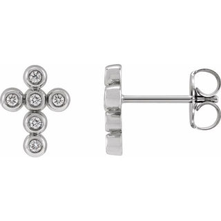 Platinum Imitation Cubic Zirconia Cross Earrings