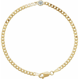 14K Yellow Natural White Sapphire Link 7" Bracelet