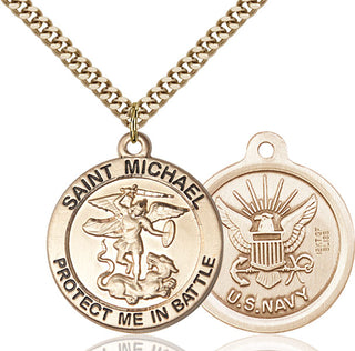 14kt Gold Filled Saint Michael Navy Medal Catholic Jewelry