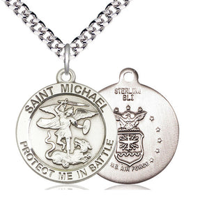 Sterling Silver Saint Michael Air Force Medal Catholic Jewelry