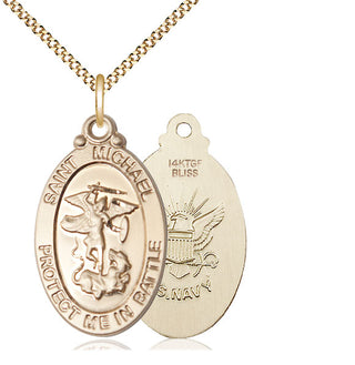 14kt Gold Filled Saint Michael Navy Medal Catholic Jewelry