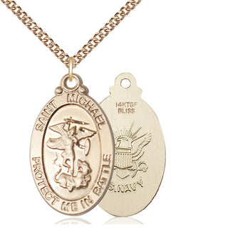 14kt Gold Filled Saint Michael Navy Medal Catholic Jewelry