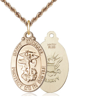 14kt Gold Filled Saint Michael Navy Medal | Large