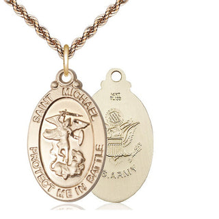 14kt Gold Saint Michael Army Medal