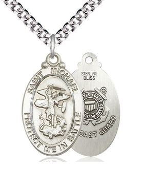 Sterling Silver Saint Michael Guardian Angel Coast Guard Medal Catholic Jewelry