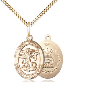 14kt Gold Filled Saint Michael Air Force Medal Religious Jewelry