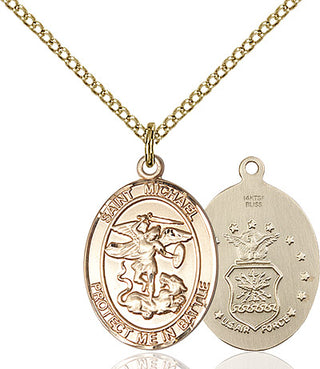 14kt Gold Filled Saint Michael Air Force Medal Religious Jewelry