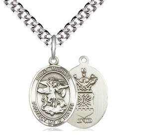 Sterling Silver Saint Michael Air Force Medal Religious Jewelry