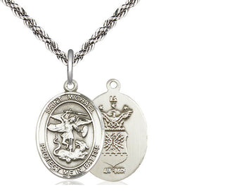 Sterling Silver Saint Michael Air Force Medal Religious Jewelry