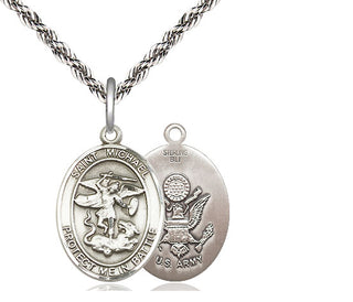 Sterling Silver Saint Michael Army Medal Religious Jewelry