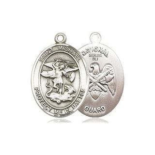 Sterling Silver Saint Michael National Guard Medal Religious Jewelry