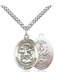Sterling Silver Saint Michael National Guard Medal Religious Jewelry