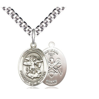Sterling Silver Saint Michael National Guard Medal Religious Jewelry