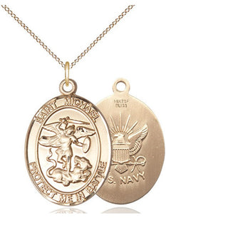 14kt Gold Filled Saint Michael Navy Medal Catholic Jewelry