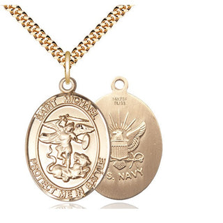 14kt Gold Filled Saint Michael Navy Medal Catholic Jewelry