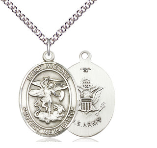 Sterling Silver Saint Michael Army Medal Catholic Jewelry