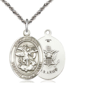 Sterling Silver Saint Michael Army Medal Catholic Jewelry