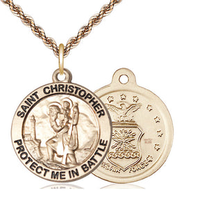14kt Gold Filled Saint Christopher Air Force Medal | Large