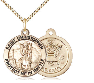 14kt Gold Filled Saint Christopher Army Medal Catholic Jewelry