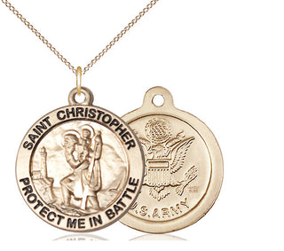 14kt Gold Filled Saint Christopher Army Medal Catholic Jewelry