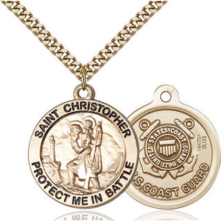 14kt Gold Filled Saint Christopher Coast Guard Medal Catholic Jewelry