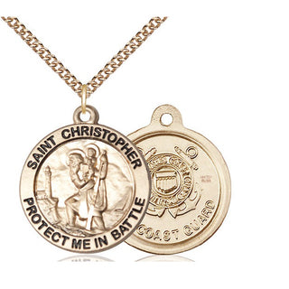 14kt Gold Filled Saint Christopher Coast Guard Medal Catholic Jewelry