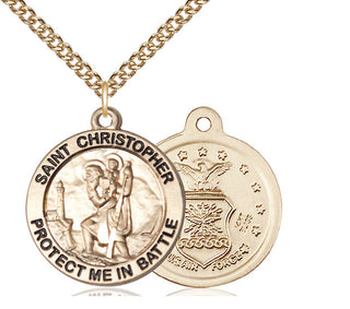 14kt Gold Saint Christopher Air Force Medal