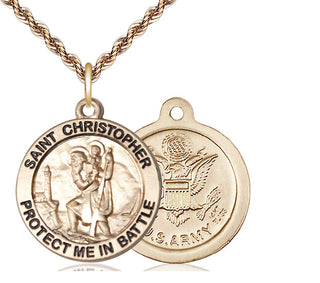 14kt Gold Saint Christopher Army Medal