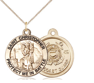 14kt Gold Saint Christopher Coast Guard Medal