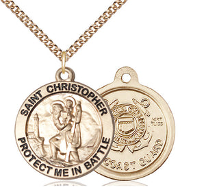 14kt Gold Saint Christopher Coast Guard Medal