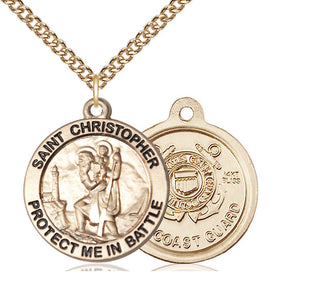 14kt Gold Saint Christopher Coast Guard Medal