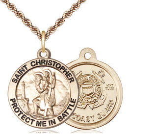 14kt Gold Saint Christopher Coast Guard Medal