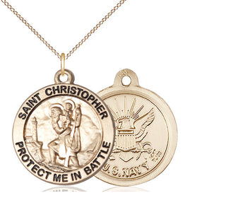 14kt Gold Saint Christopher Navy Medal