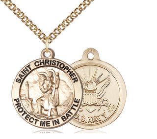 14kt Gold Saint Christopher Navy Medal