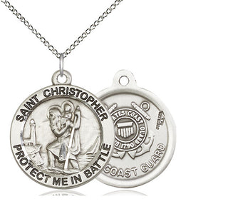 Sterling Silver Saint Christopher Coast Guard Medal Catholic Jewelry