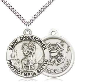 Sterling Silver Saint Christopher Coast Guard Medal Catholic Jewelry