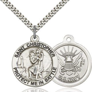 Sterling Silver Saint Christopher Navy Medal Catholic Jewelry