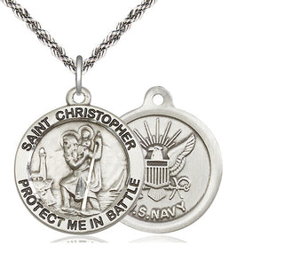 Sterling Silver Saint Christopher Navy Medal Catholic Jewelry