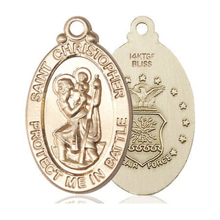 14kt Gold Filled Saint Christopher Air Force Medal